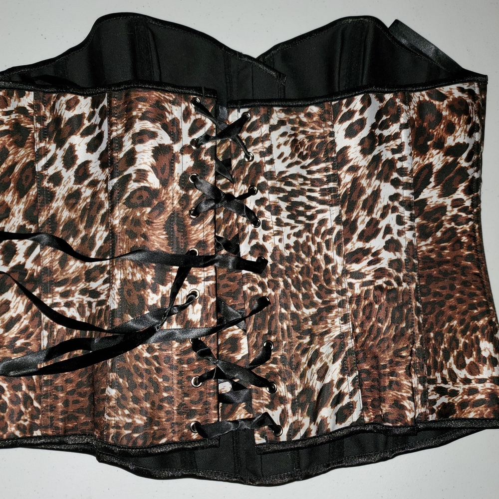 Leopard Print Corset with Black Lace-Up